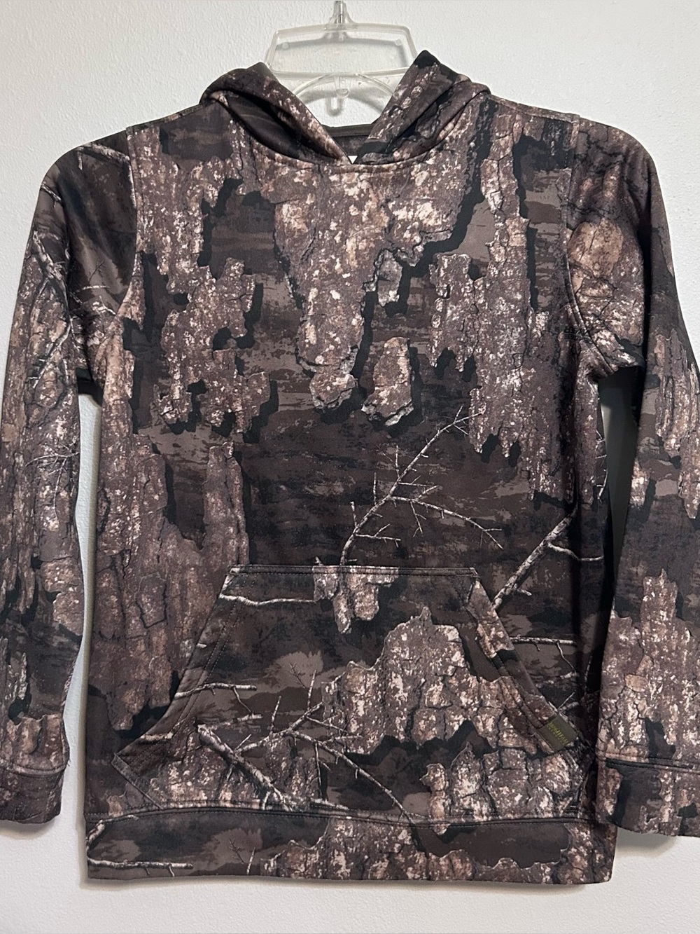 Magellan boys size small camo hoodie front pocket green brown hunting sporting